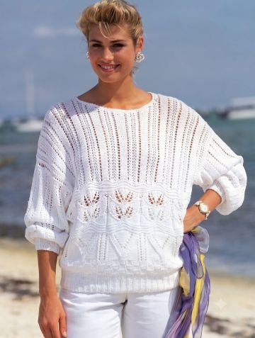 Summer Sweater with Lace Stitch Patterns