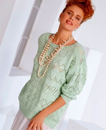 Summer Sweater with Lace Stitch Patterns