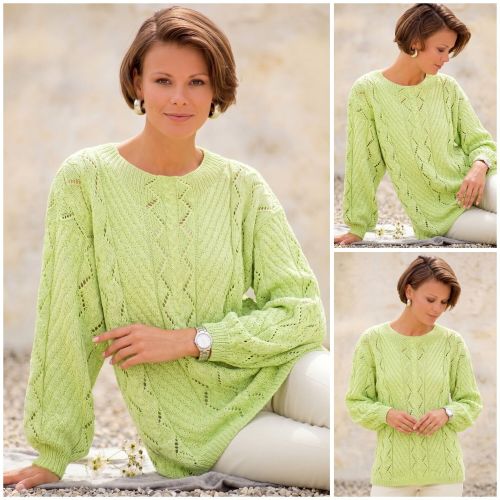 Lace and Diagonal Stitch Sweater