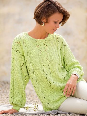 Lace and Diagonal Stitch Sweater