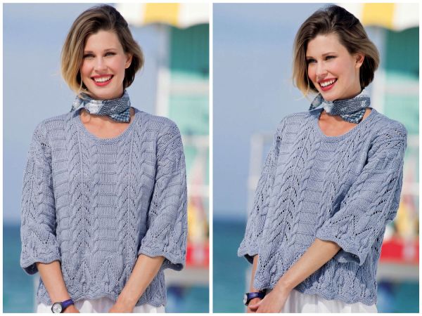 Summer Sweater with Leaf and Cable Pattern