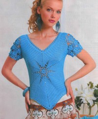Crochet Blouse with Geometric Shape and Hexagonal Motif