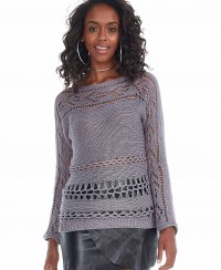 Lightweight Pullover with Lace Pattern and Braided Strips